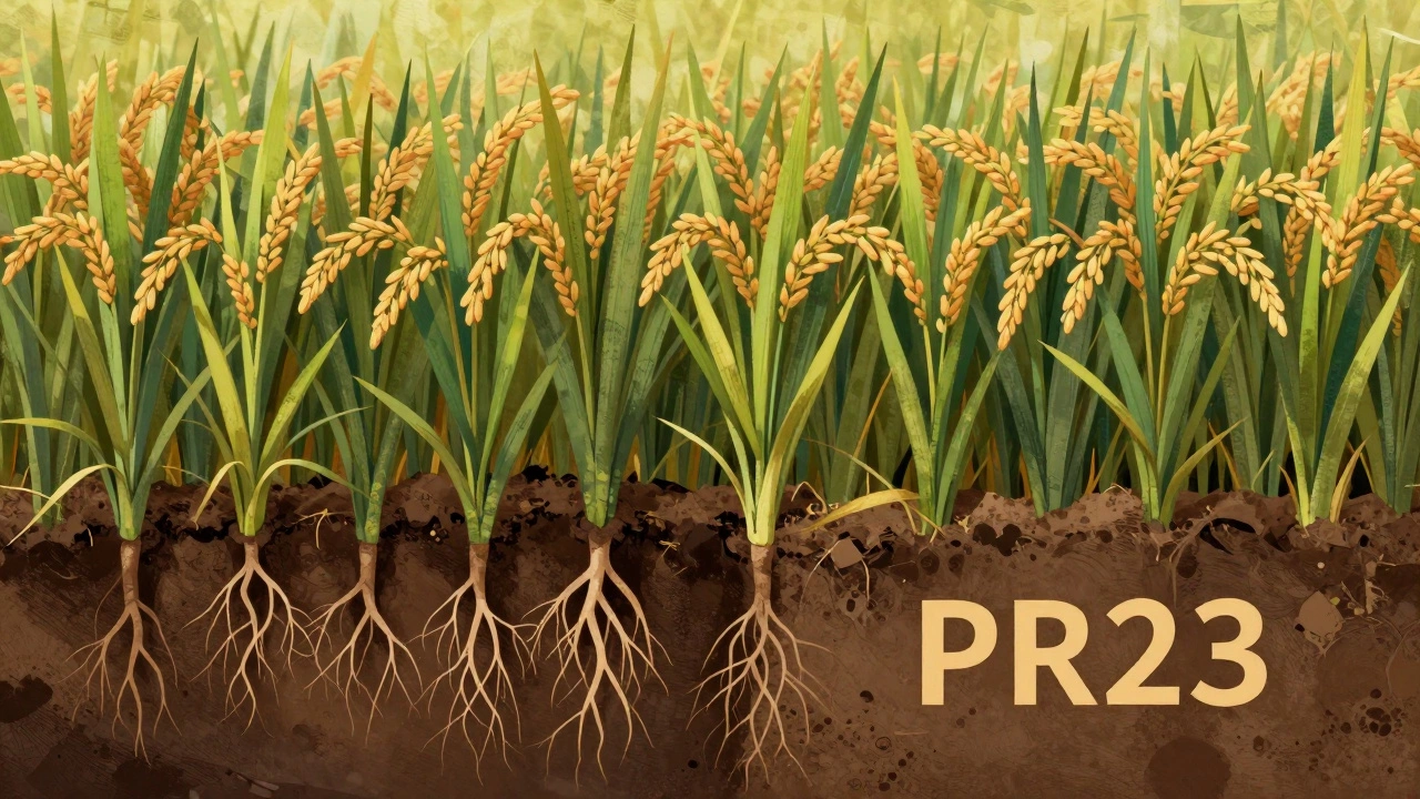 Illustration of perennial rice roots preventing soil erosion